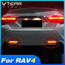 Vtear For Toyota RAV4 2019 2020 2021 Accessories LED Rear Bumper Brake Light Dynamic Turn Signal Light Car Exterior Modification