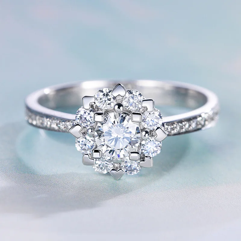 YINHED логотип S925 серебряное обручальное кольцо с фианитом класса ААА CZ Diamant со снежным цветком Обручение кольца для Для женщин, ювелирное изделие, подарок ZR619