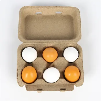 

6pcs Simulation Eggs Wooden Toys Set Kids Kitchen Pretend Play Wood Food Eggs Toys Set Children Early Education Montessori Toys