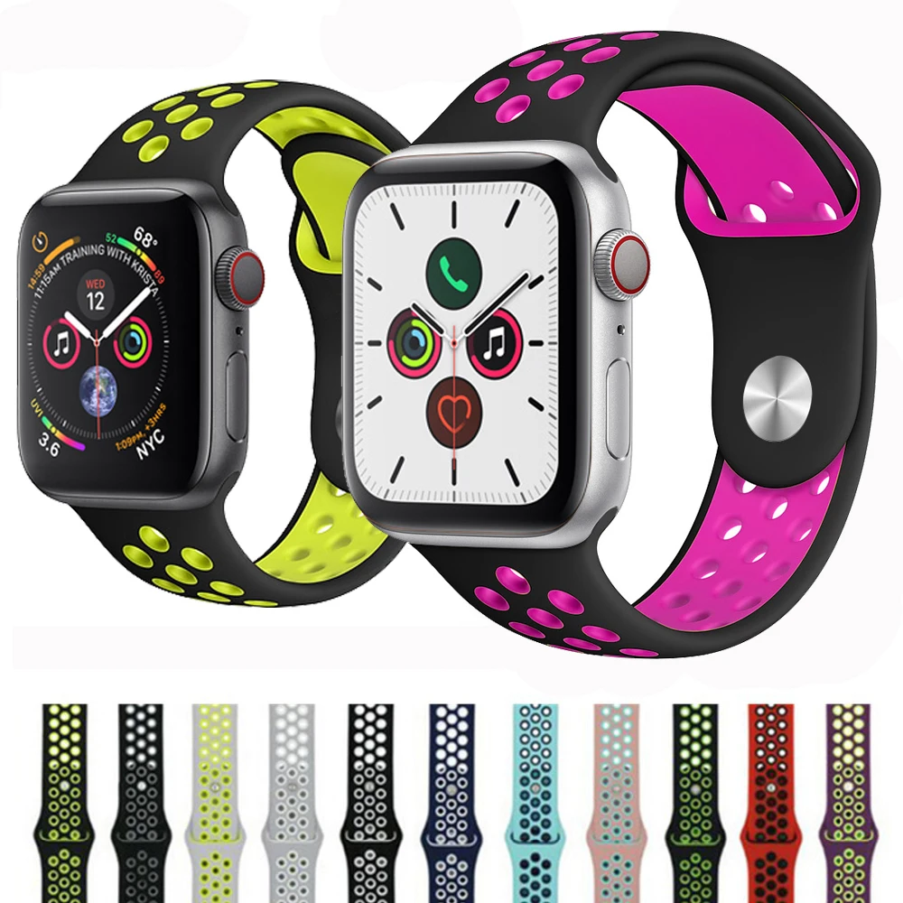 Силиконовый ремешок pulseira для apple watch 4 (iwatch 5) 44 мм 40 мм apple watch 3 2 1 ремешок 42 мм 38 мм браслет на запястье спортивные аксессуары