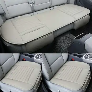 

New 3pcs Car Front Rear Seat Cover Breathable PU Leather Bamboo Charcoal Pad Mat Car Seat cushion Four Seasons Auto accessories