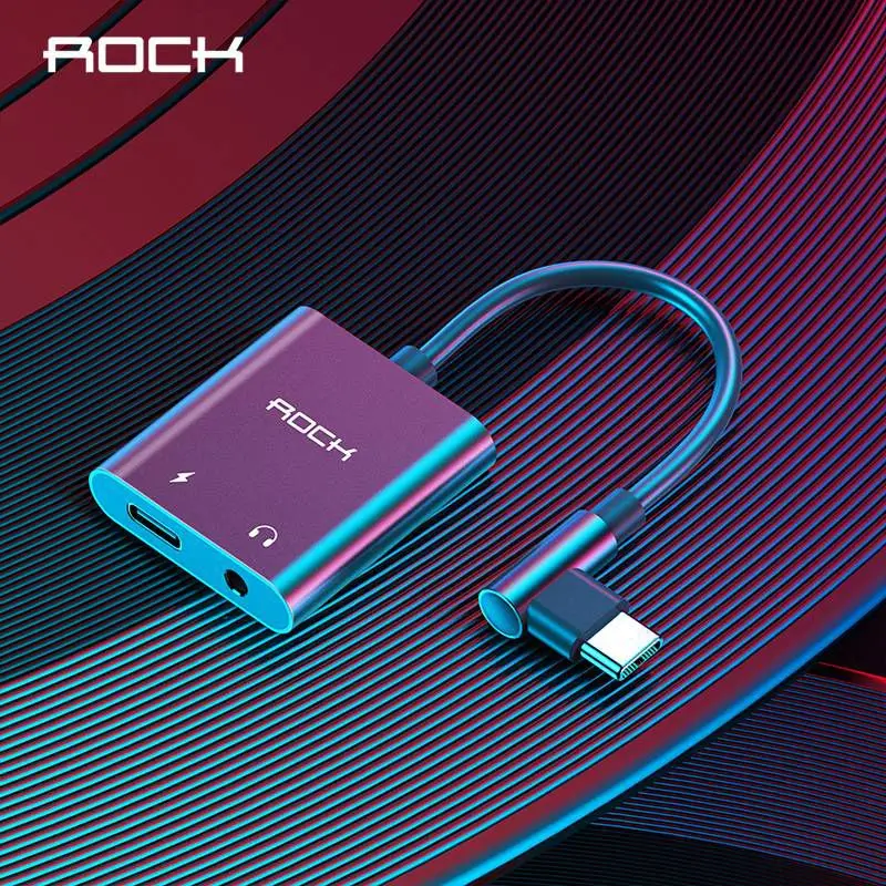 

ROCK USB Type C Audio Adapter Type-C to 3.5mm Jack Earphone Audio Converter 60W PD Fast Charging Cable for Huawei P30 P20 Xiaomi