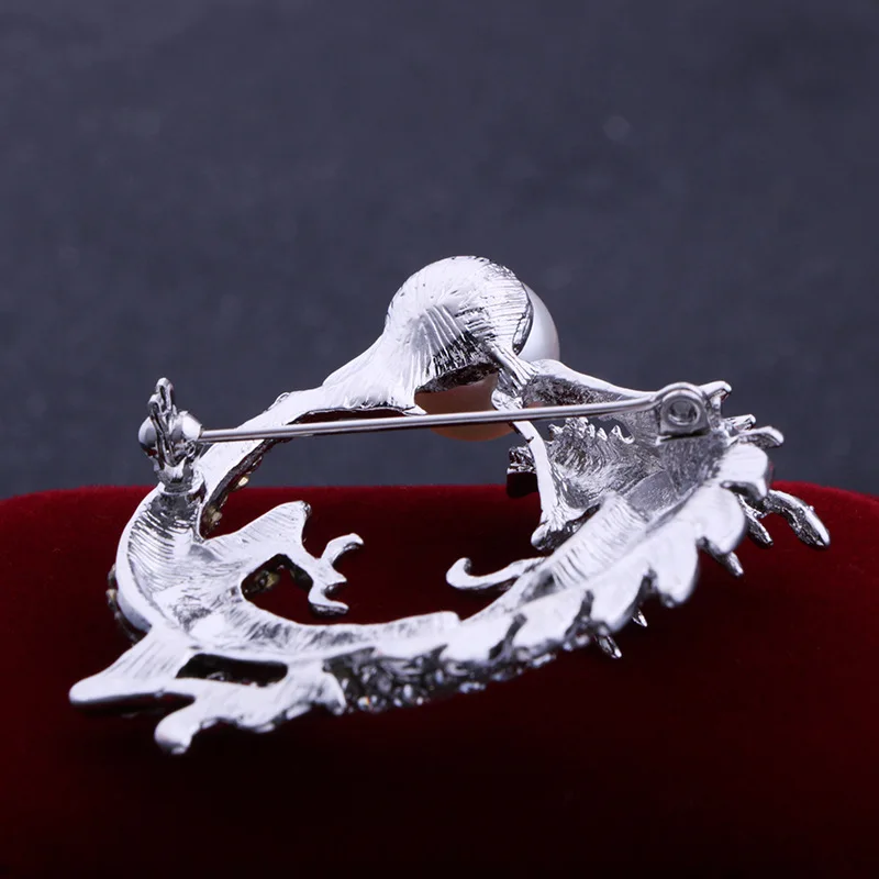 Мода полностью из страз китайская Брошь дракон жемчужное животное Нагрудный значок мужской медаль аксессуары для одежды подарки для мужчин