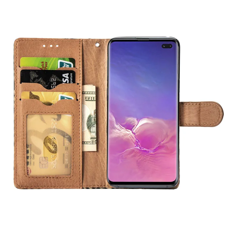 Чехол-бумажник для samsung Galaxy S8 S10PLUS NOTE8, роскошный кожаный чехол на магните с леопардовым принтом и ремешком