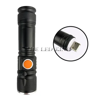

USB Inside Battery T6 Powerful 6000LM Led Flashlight Portable Light Rechargeable Tactical LED Torches Zoom Flashlight