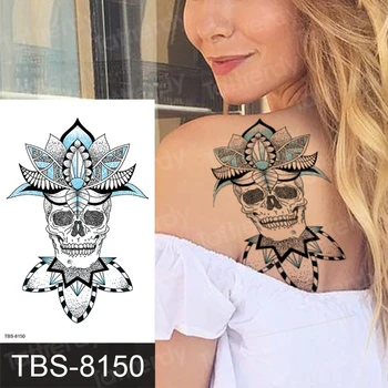 

temporary tattoo paints sexy henna lace tattoo sticker women back body art skull mandala rose flower tatoo for girls fashion