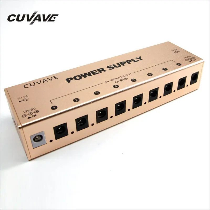 CUVAVE многопортовый источник питания для гитары педаль эффектов 9 DC выходной порт 2 USB порта - Цвет: Золотой