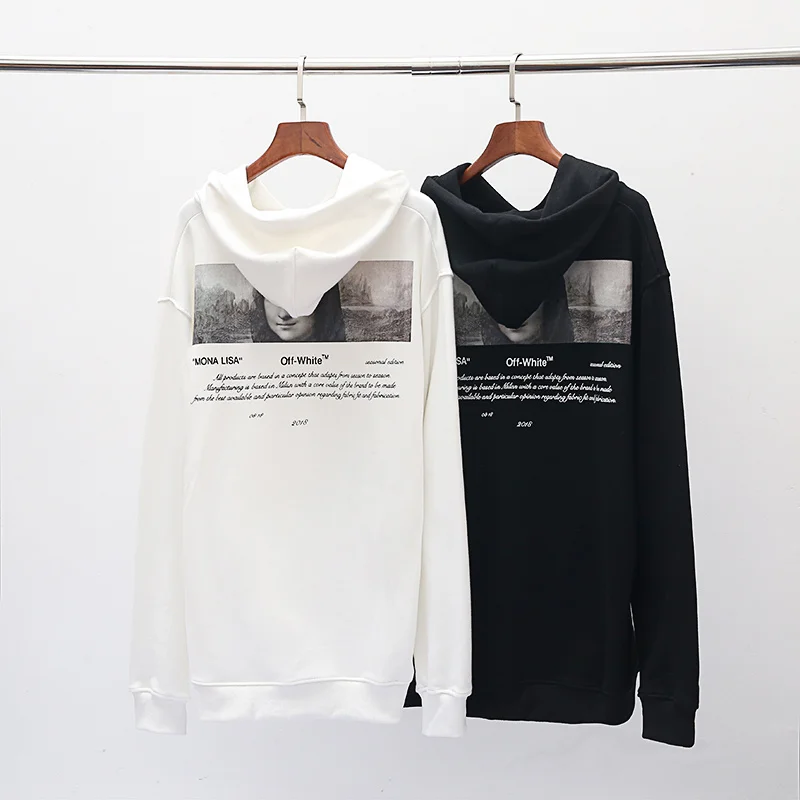 19ss Off-White OW "04" Мона Лиза для мужчин и женщин унисекс для влюбленных Модная хлопковая Повседневная Толстовка с капюшоном свободная Куртка Пуловер