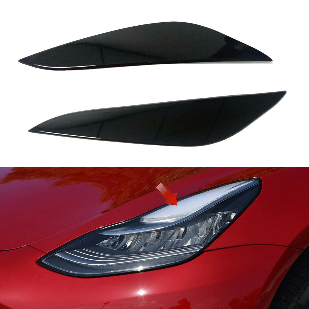ABS глянцевый черный для Tesla модель 3 17-20 передняя фара брови крышка отделка