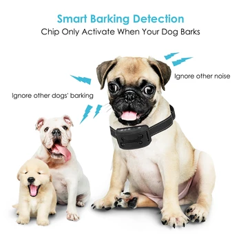 

7 Levels Adjustable Electric Dog Bark Shock Collar Humane Anti Barking Rechargeable Waterproof Digital Collar for All Sizes Dogs