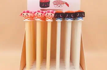 

new creative sushi lover gel pen cute cartoon neutral pen student prize pen office black writing pen promotion gift pen 36pc/lot