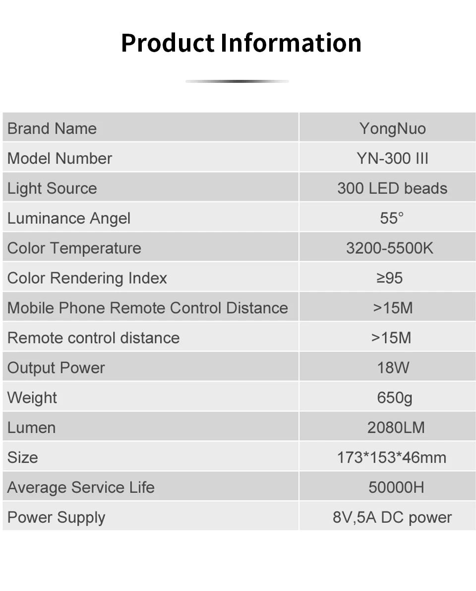 YONGNUO YN300III YN300 III светодиодный светильник 3200 K-5500 K CRI95 светильник комплект+ AC DC адаптер питания для Canon Nikon Pentax Olympus