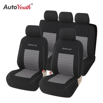 

Car Seat Covers Flocking cloth + jacquard Airbag Compatible and Split Bench Solid Black Color Fit Most Car Truck, SUV, or Van