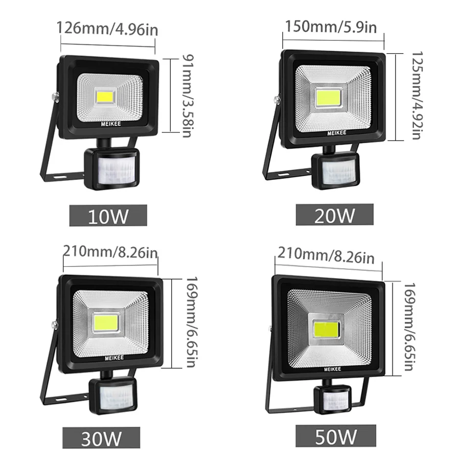 10 Вт 50 Вт супер яркий движения Сенсор Светодиодный прожектор светильник Водонепроницаемый ПИР светодиодный прожектор светильник s на открытом воздухе Точечный светильник для сада коридор