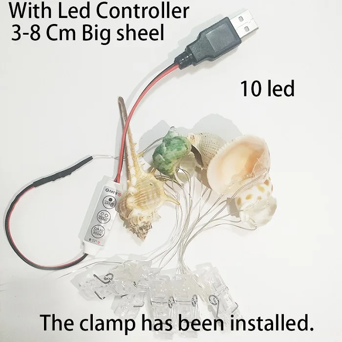 10 led warm white Натуральная морская раковина фото клип светодиодный струны рождественские фонари Открытый батарея работает гирлянда, рождественские украшения вечерние свадебные - Испускаемый цвет: 10 led warm white