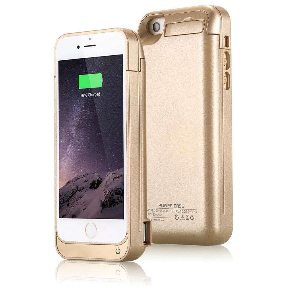Gold 4200 мАч Расширенный чехол для iPhone 5, портативный чехол для iPhone 5S, чехол для зарядного устройства для iPhone se - Цвет: Gold