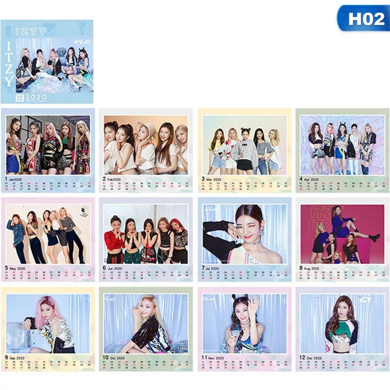 02 Креативный Kpop календарь EXO ITZY STARKIDS TWICE X1 настольная декоративная карта душа персона поддельная любовь JUNG KOOK JIMIN высокое качество - Цвет: 02