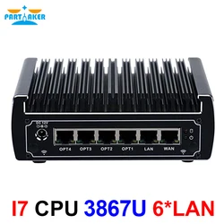 Pfsense – mini pc x86 Partaker I7, Intel Celeron 3867U, 6 x lan Intel DDR4/linux, routeur/pare feu, DHCP, VPN, serveur réseau, sans ventilateur 