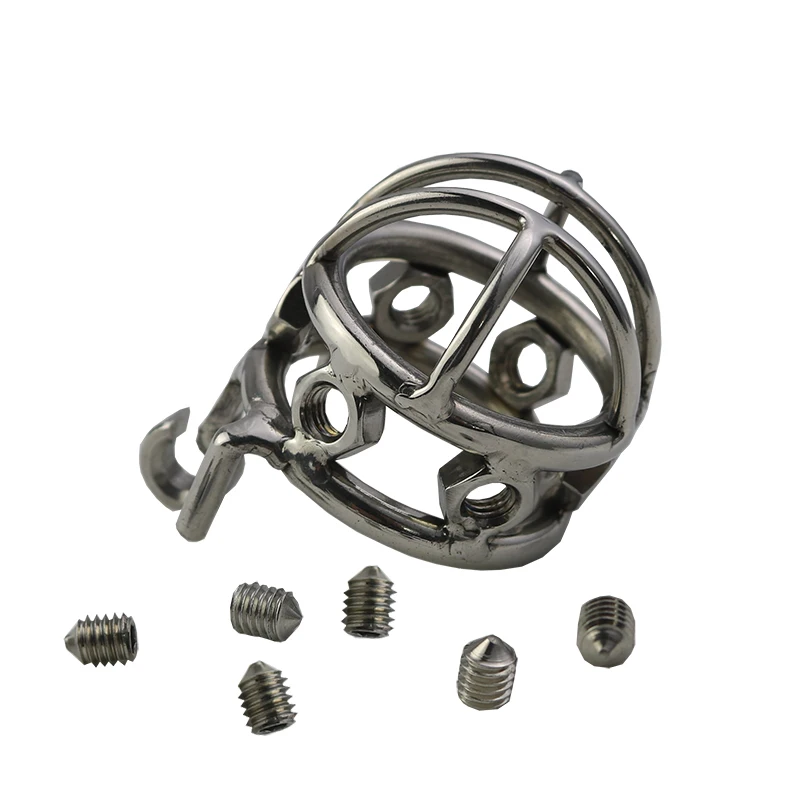 Najtaniej Mężczyźni pas cnoty ze zdejmowaną ostrą śruba ze stali nierdzewnej Qianchichi w nowym stylu mężczyzna urządzenie Chastity Cock klatki