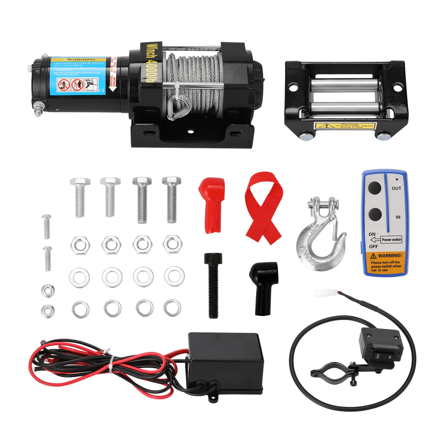 4000lbs Kit de cabrestante de recuperación eléctrica camión remolque ATV coche DC12V Control remoto Winchesv que tiene bajo ruido y funcionamiento estable