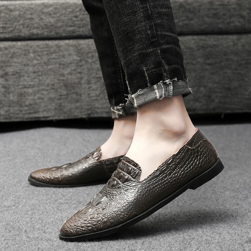

Men's shoes Fashion genuine Leather Loafers Men outdoor Casual Printed Moccasins Oxfords Shoes Man Party Driving Flats shoes