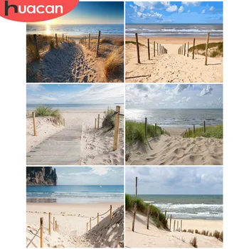 

HUACAN Oil Painting By Number Beach DIY Pictures By Numbers Landscape Kits Drawing On Canvas Hand Painted Paintings Home Decor