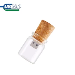 Clé USB 2.0 en verre avec bouchon en liège, 4/8/16/32/64/2.0 go, personnalisable avec LOGO, Udisk 