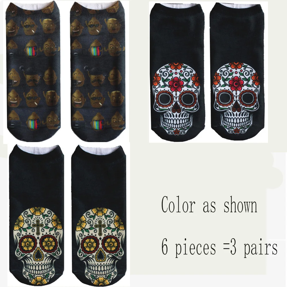Style as shown 3D Трехмерная печать носки Хэллоуин леди Смешные экспрессии личности милый мультфильм ужас шаблон забавные носки хлопок - Цвет: Style as shown
