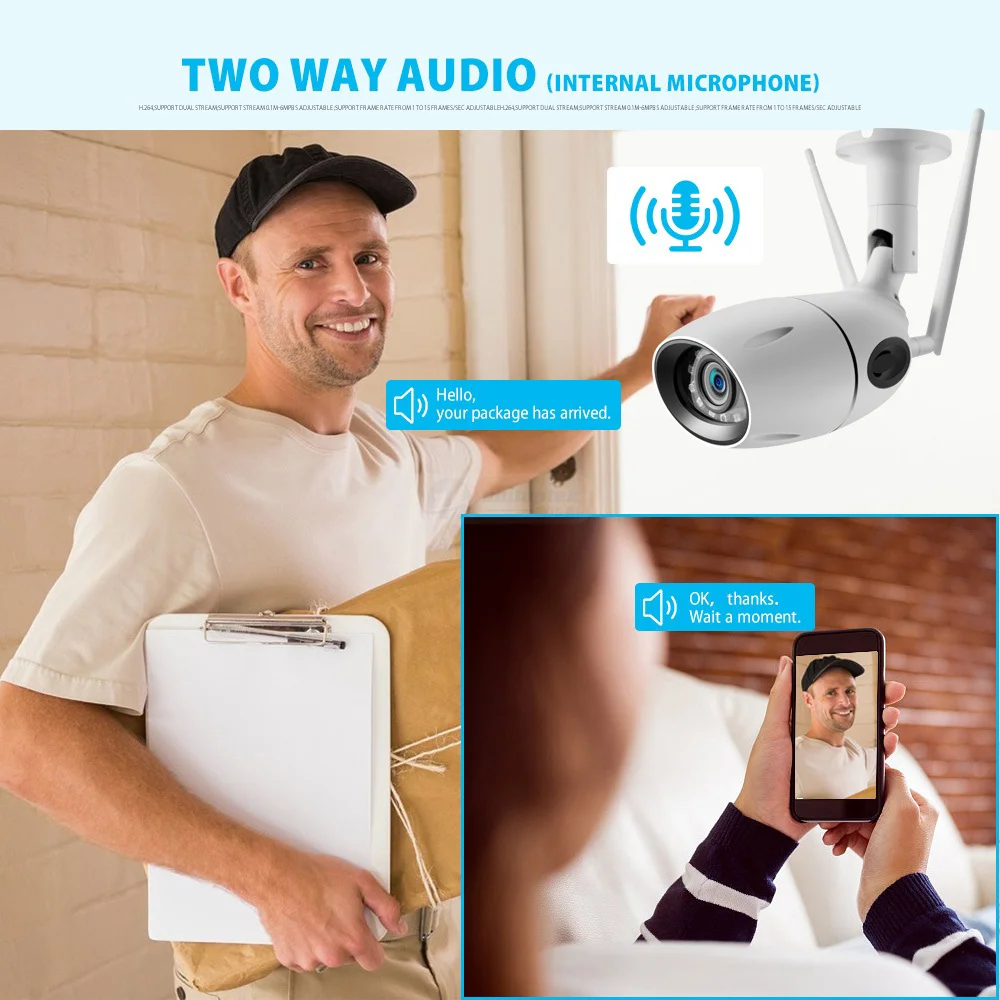  HD 5MP Wifi IP Camera 1080P Wireless Wired ONVIF CCTV Bullet Camera Outdoor Two Way Audio IR 20m P2 - 4.00039E+12