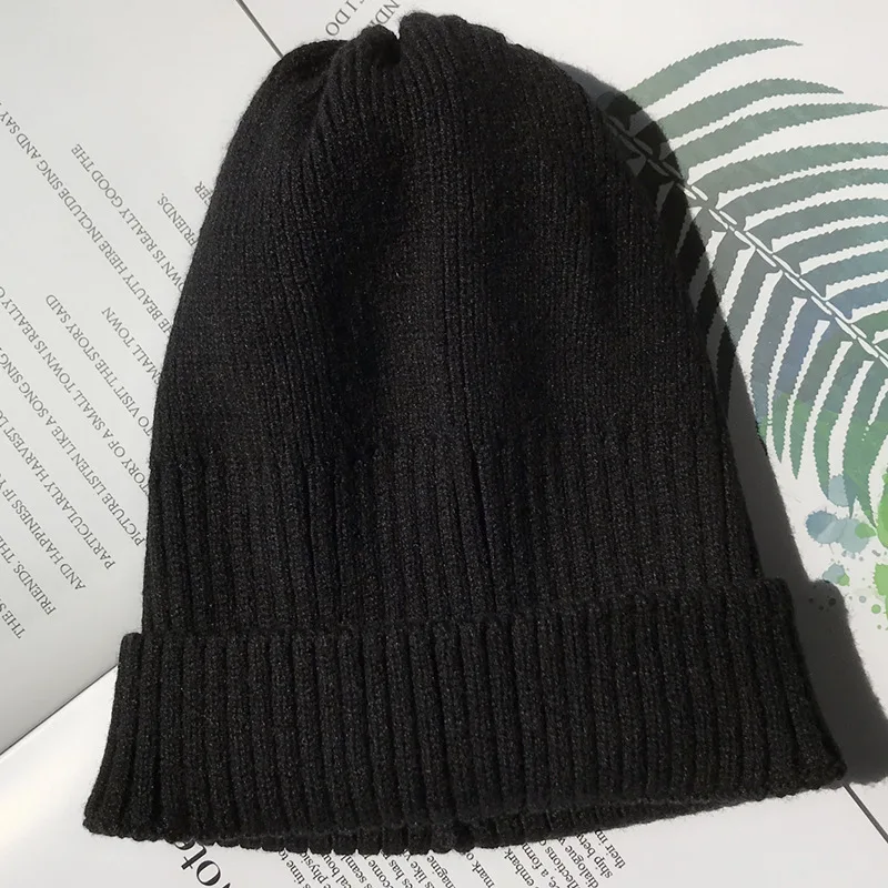 Skullies, женские вязаные высококачественные однотонные элегантные эластичные Универсальные женские шапки Harajuku, Мягкие Шапки, женские шапки ярких цветов - Цвет: black