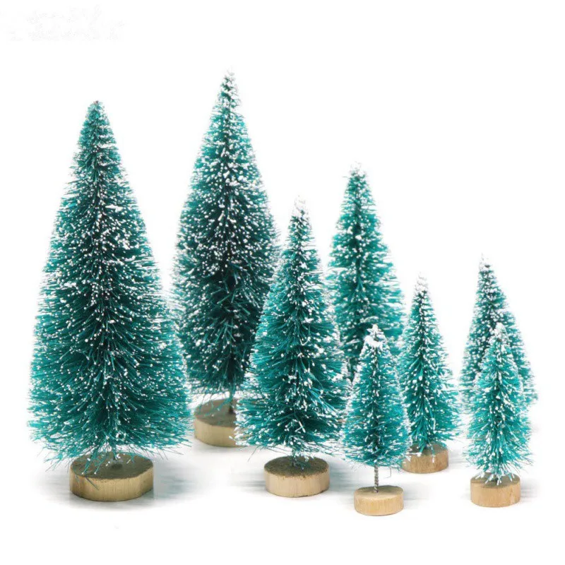Mini Christmas Tree 8-Piece Mini Christmas Tree Sisal Silk Cedar-Decoration Small Christmas Tree-Gold Silver Blue Green White Festive
