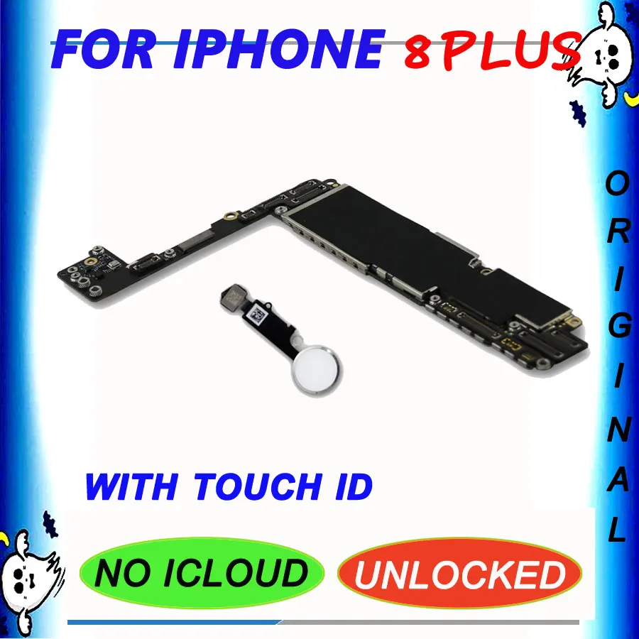 Для iphone 8 Plus 8 P 5,5 ''дюймовая оригинальная материнская плата разблокированная материнская плата с сенсорным ID с полным чипом IOS материнская плата iCloud разблокировка
