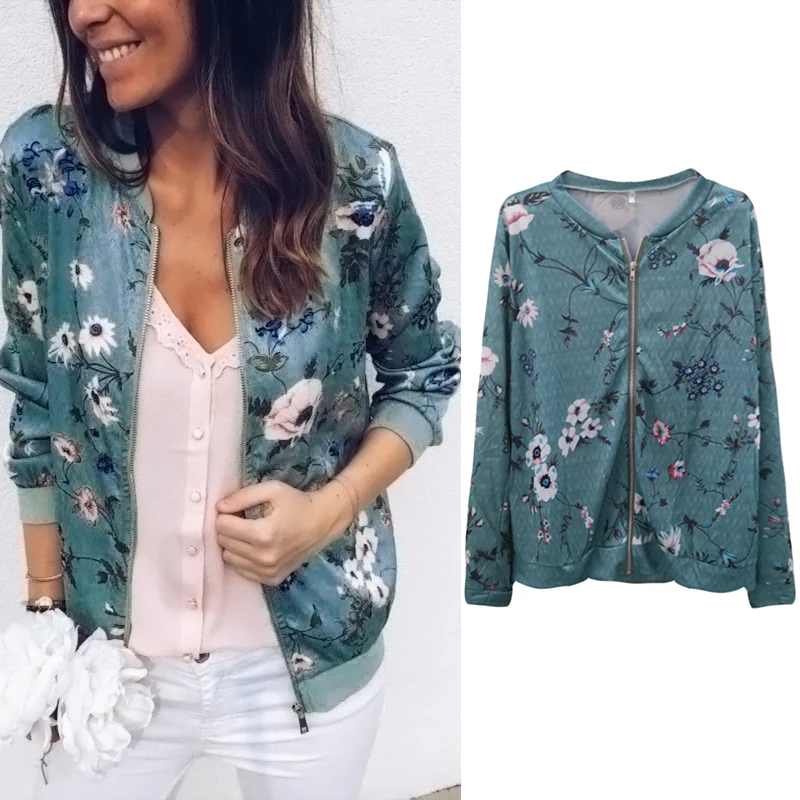 

Womens Floral Slim Casual Suit Lady Work Jacket Fashion Coat Outerwear chaqueta mujer veste femme