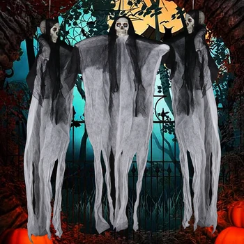 

Halloween Hanging Ghost Haunted House Horror Props Garden Yard Home Decor Skull Head Pendant Halloween Party Decorations