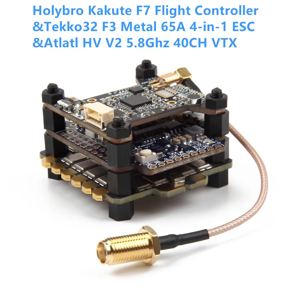 

Holybro Kakute F7 Flight Controller + Tekko32 F3 Metal 65A 4-in-1 ESC + Atlatl HV V2 5.8Ghz 40CH VTX Combo For RC Drone
