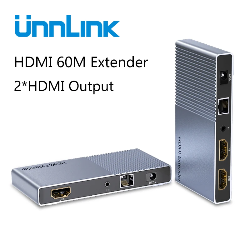 Unnlink 60 м HDMI удлинитель с локальным выходом FHD 1080P@ 60 Гц CAT6/7 сетевой LAN RJ45 Ethernet ИК передача для ТВ проектора монитор