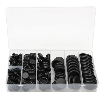 

170pcs Black Rubber Grommet Firewall Hole Plug Retaining Ring Set Car Electrical Wire Gasket Kit For Cylinder Valve Water Pipe