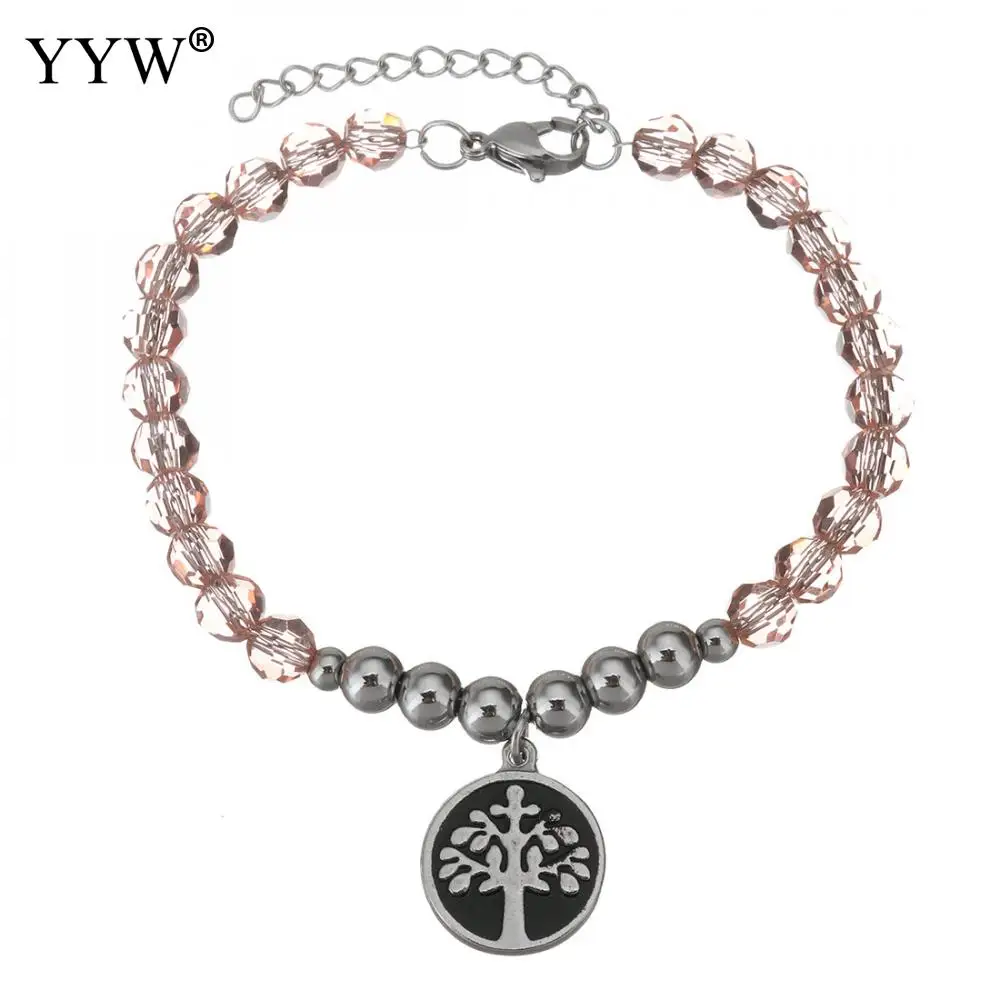 Браслеты из хрустальных бусин для женщин и мужчин, Браслеты Mujer с повязкой на руку, модные ювелирные изделия, Круглые Подвески, браслет Koraliki 56 мм 7,5 дюйма