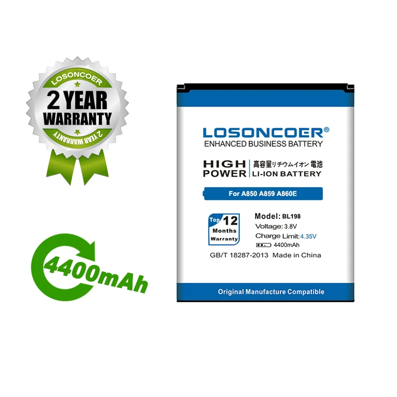 LOSONCOER батарея 4400 мА/ч BL198 для Lenovo A859 A860E S890 A850 A830 K860 K860i A678T S880 S880i BL-198 | Мобильные