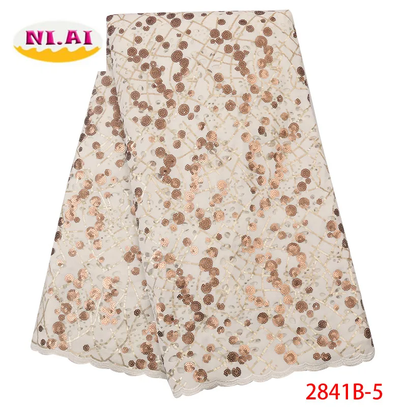 

NIAI Gold African Lace Fabric Embroidered Nigerian Velvet Laces Fabric 2019 High Quality French Lace Fabric For Dress XY2841B-5