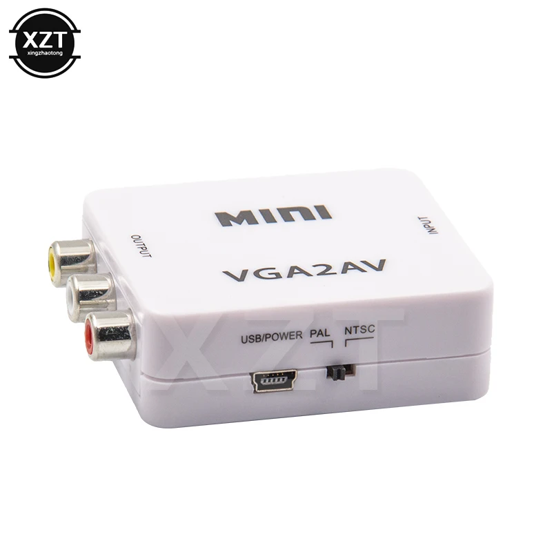 VGA to AV Mini Converter Scaler Adapter Support 1080P PC to TV