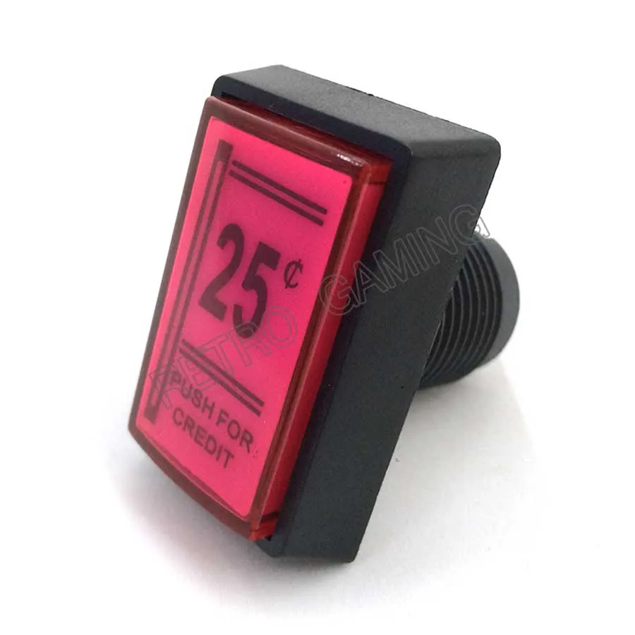 10pcs/lot 25 cents Credit button Rectangle 12V /5V LED Illuminated Arcade Coin Operated Game Push Buttons with Micro Switch