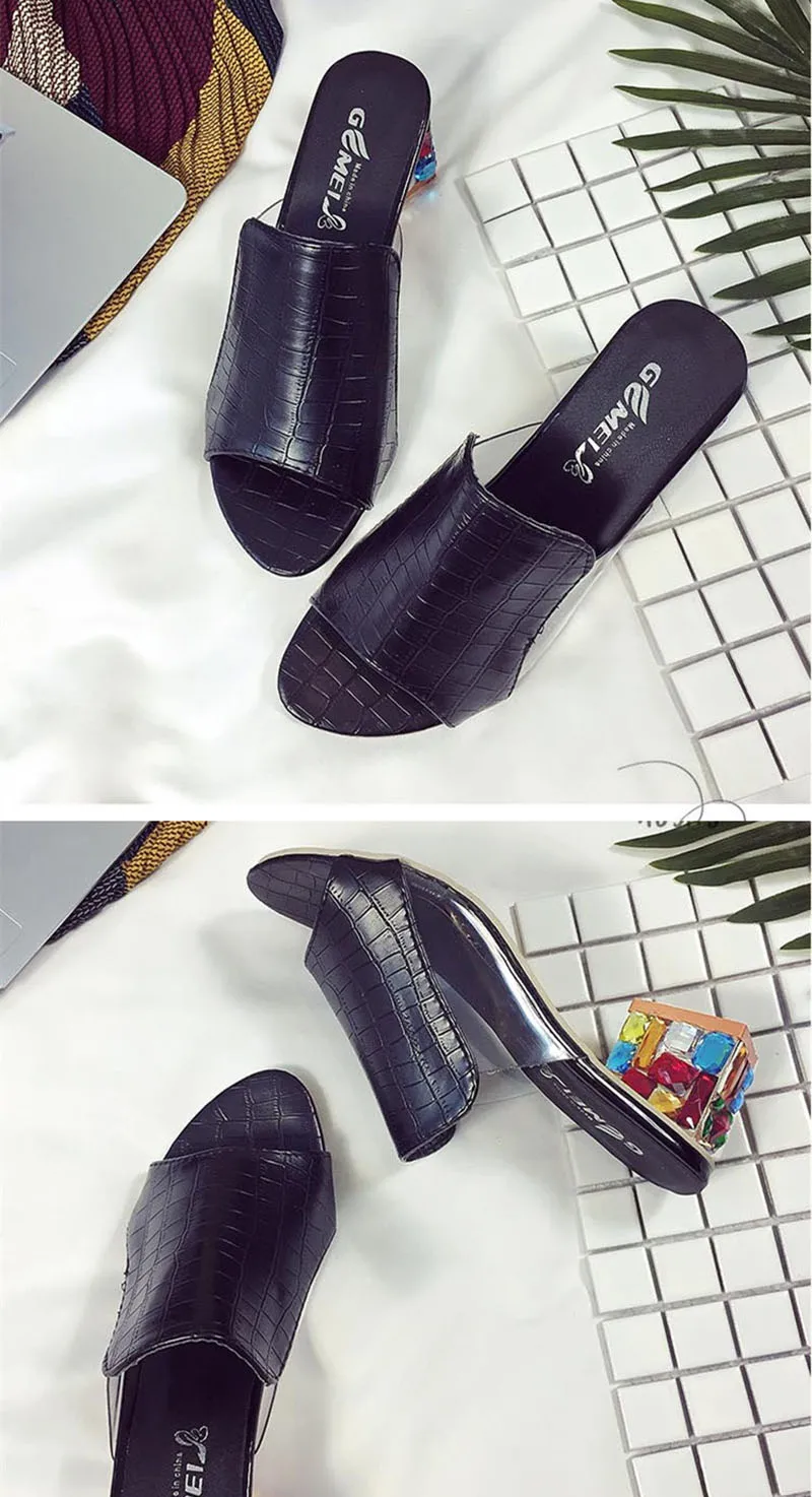 Fashion Crystal Thick Heel Summer Beach Sandals Women 2020 New Peep Toe Women High Heel Sandals Platform Women Shoes VT837 (5)