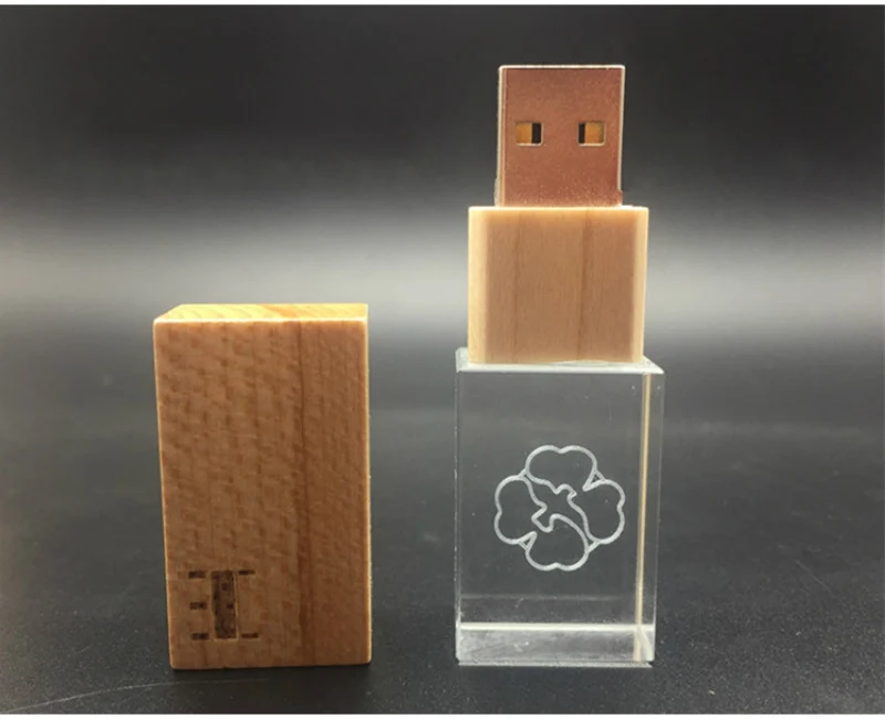 Пользовательский DIY 3D Cystal Внутренний Логотип Деревянный Кристалл Memory Stick USB 2,0 4 ГБ 8 ГБ 16 ГБ Usb флеш-накопитель ручка диск более 10 шт. бесплатный логотип