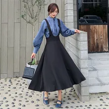 Осень и зима-Женский Викторианский Французский Ретро подтяжки юбка комплект из двух предметов Франция неосновное платье длинные юбки
