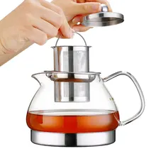 800 мл Прозрачный боросиликатный стеклянный чайник с заваркой из нержавеющей стали термостойкий чайник чайники ситечко для чая с листьями