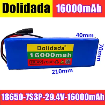 

24V Battery 7S3P 29.4V 16Ah Li-ion Battery Pack with 20A Balanced BMS for Electric Bicycle Scooter Power Wheelchair