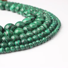 Lanli натуральный камень зеленый Малахит Павлин Камень круглые бусины 4 6 8 10 12 мм свободные бусины для изготовления ювелирных изделий подходят diy ювелирные изделия