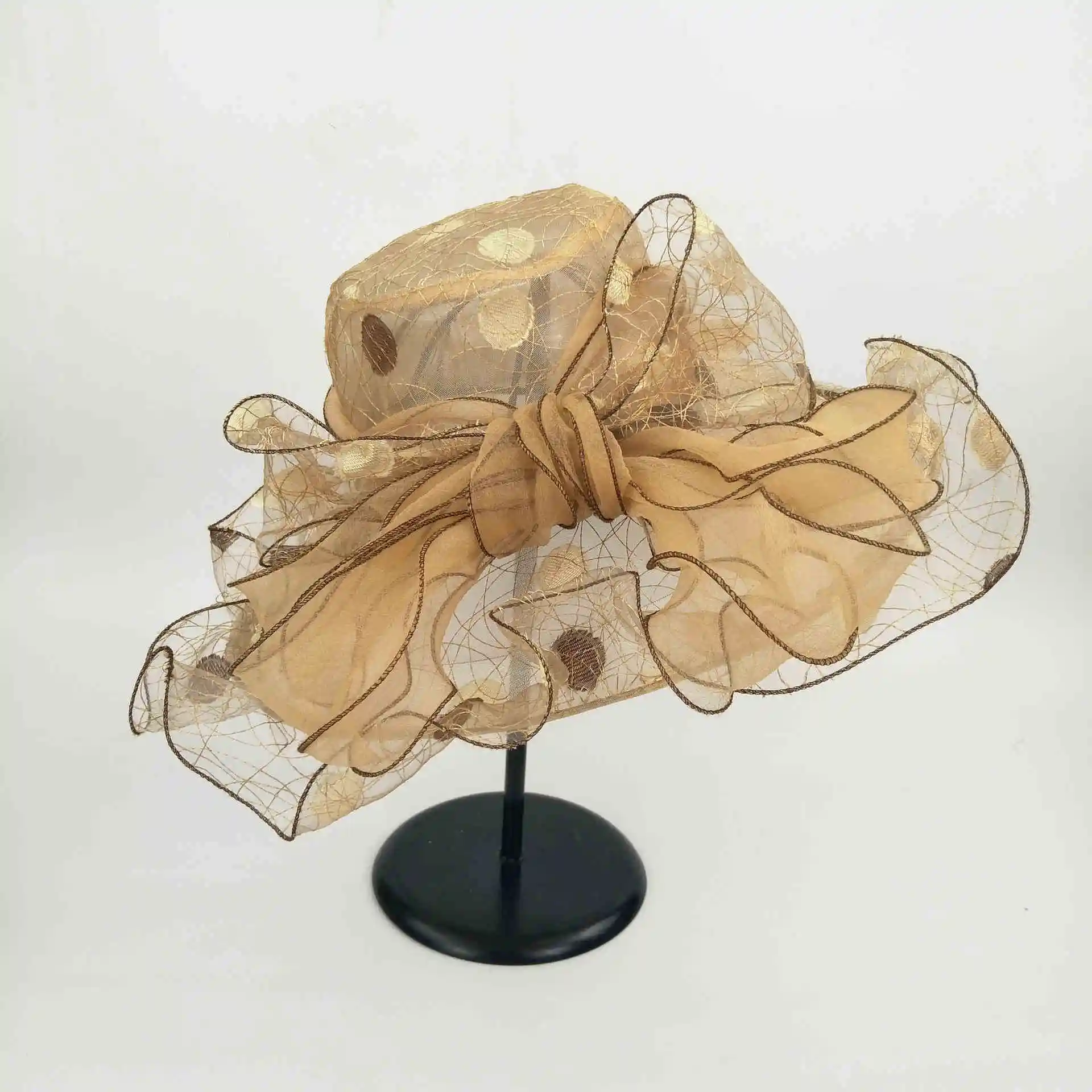 Шампанское Новые Элегантные Свадебные шляпы для женщин, вуалетки, свадебная шапка, шапка с цветком, свадебные аксессуары, chapeau mariage - Цвет: Шампанское
