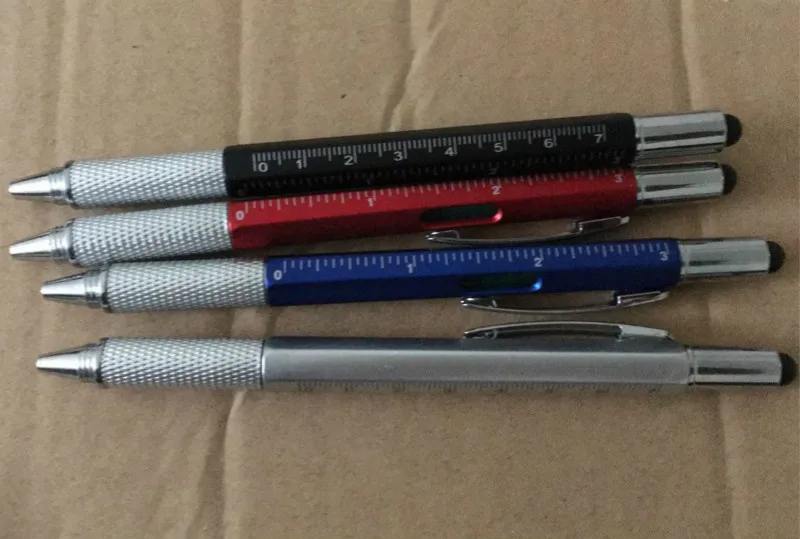 3 шт Мульти-инструмент 6 в 1 шариковая ручка с линейкой, Уровнемер, шариковая ручка, стилус, стилус для сенсорного экрана и отвертка